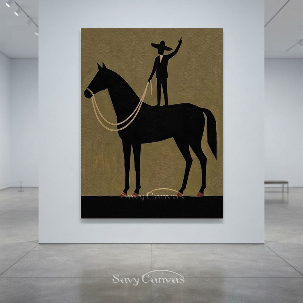 Handmade Surrealist Horse Rider Canvas Oil Painting #SS 224