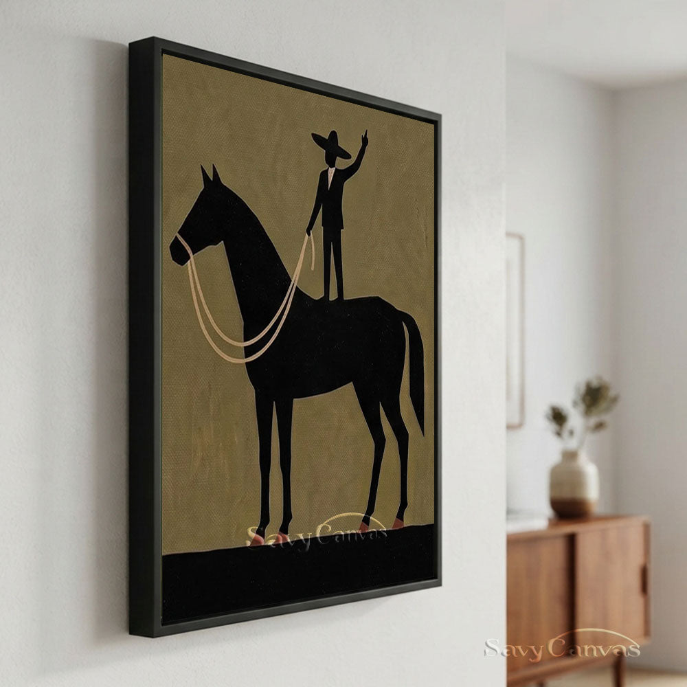Handmade Surrealist Horse Rider Canvas Oil Painting #SS 224