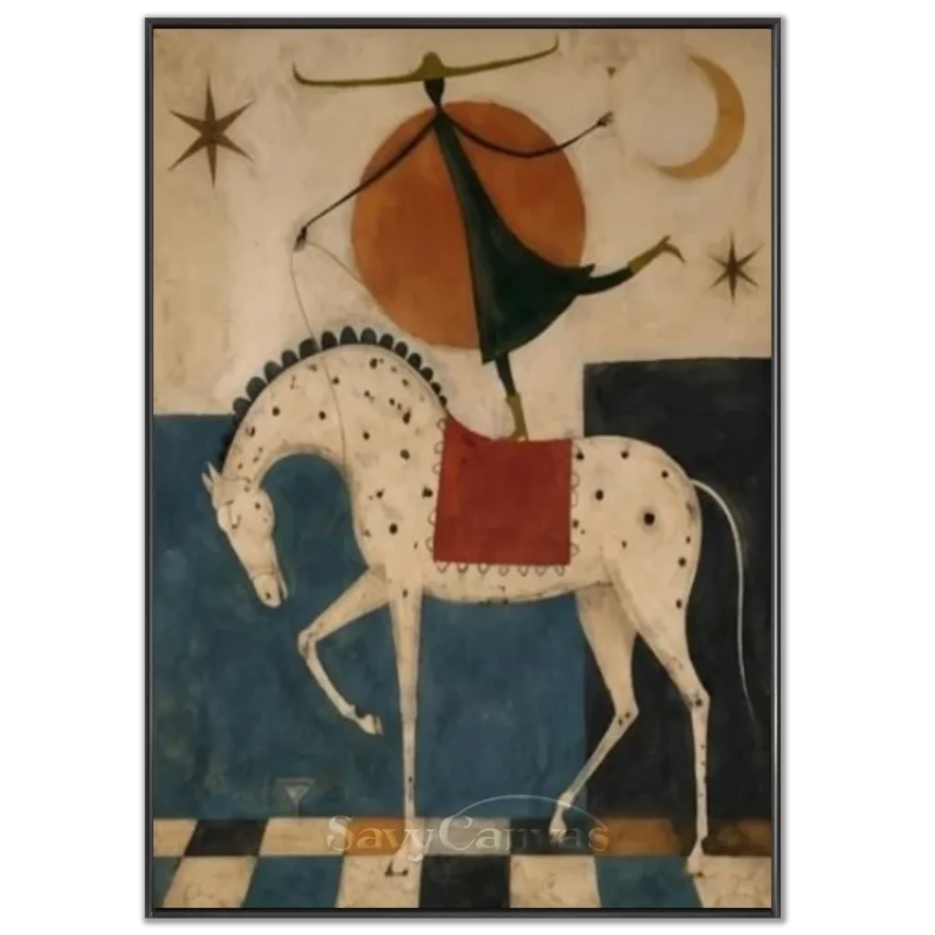 Hand-Painted Surrealism Acrobat & Horse Oil Painting #SS 339