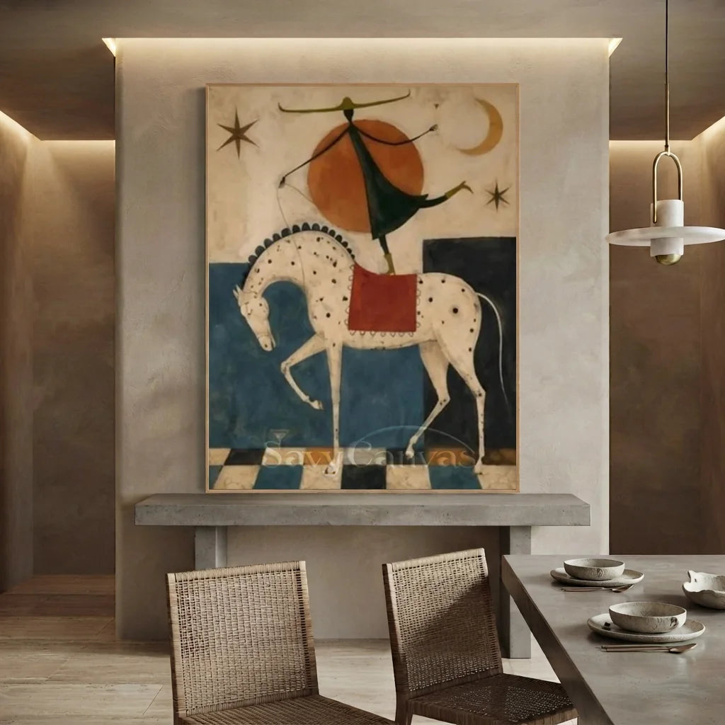 Hand-Painted Surrealism Acrobat & Horse Oil Painting #SS 339