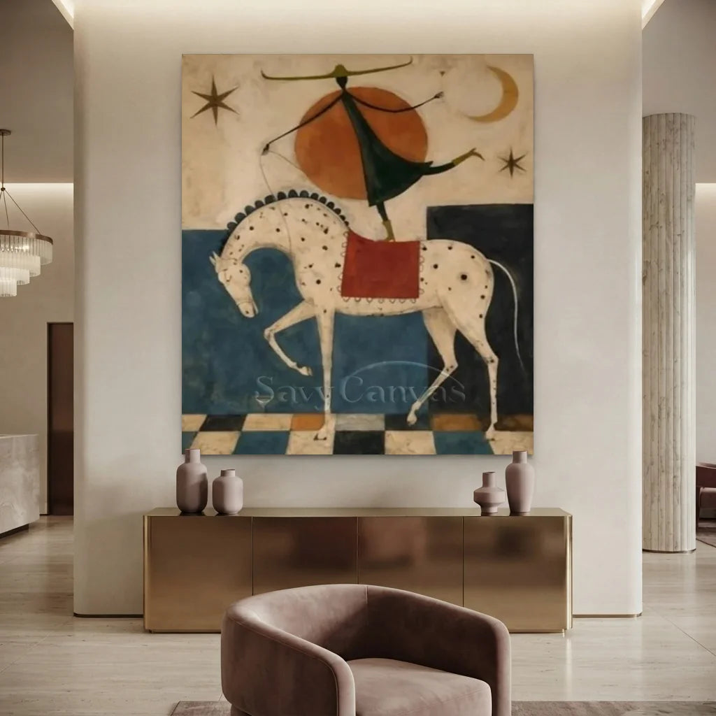 Hand-Painted Surrealism Acrobat & Horse Oil Painting #SS 339
