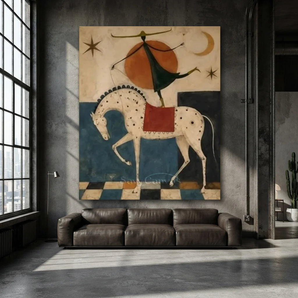 Hand-Painted Surrealism Acrobat & Horse Oil Painting #SS 339