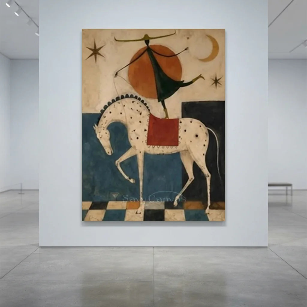 Hand-Painted Surrealism Acrobat & Horse Oil Painting #SS 339