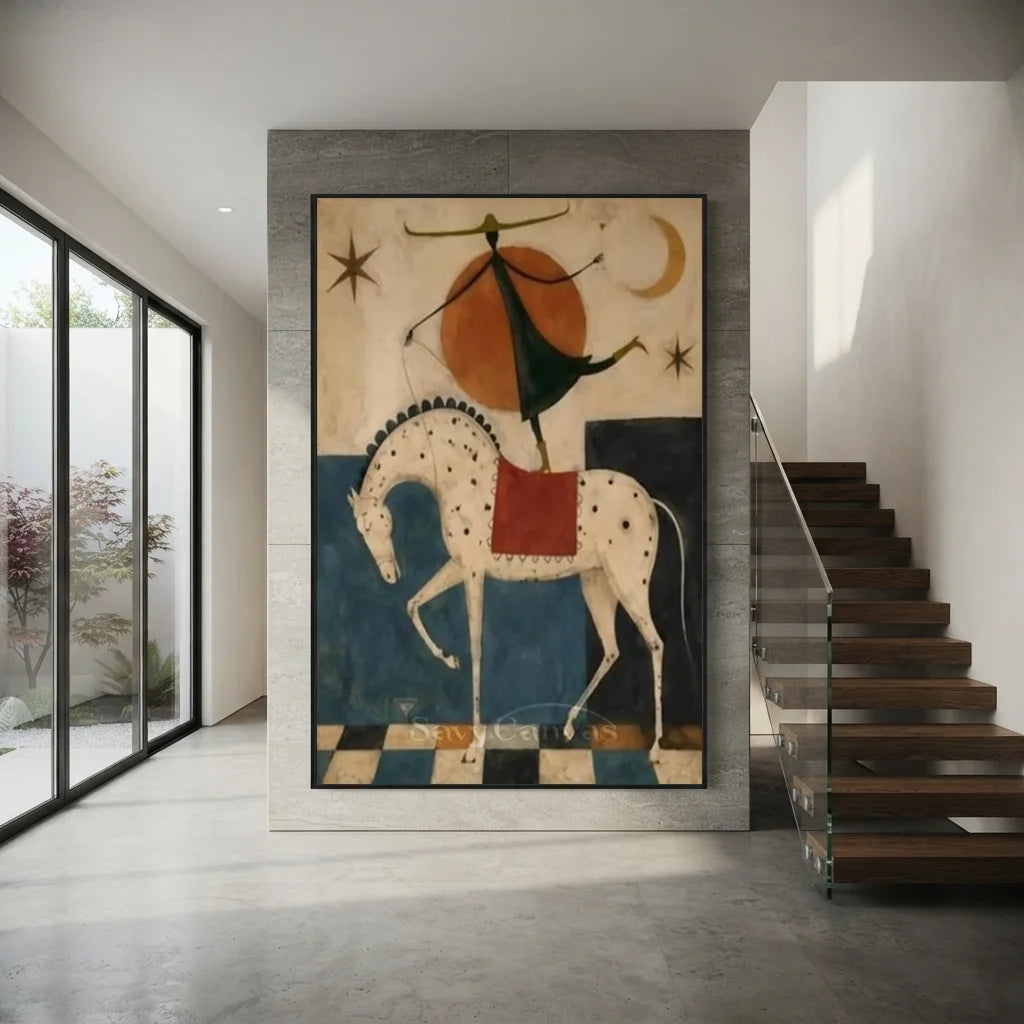 Hand-Painted Surrealism Acrobat & Horse Oil Painting #SS 339