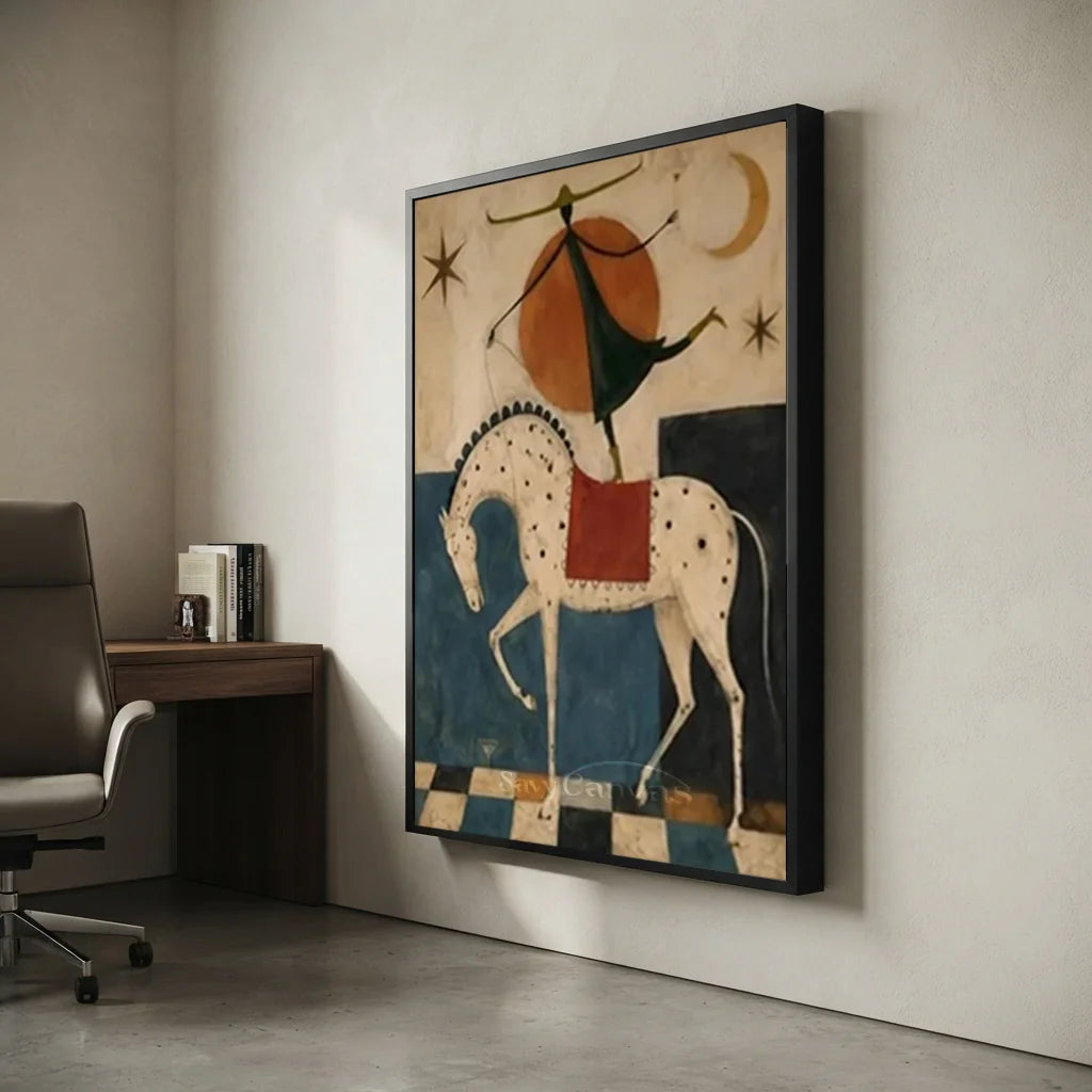 Hand-Painted Surrealism Acrobat & Horse Oil Painting #SS 339