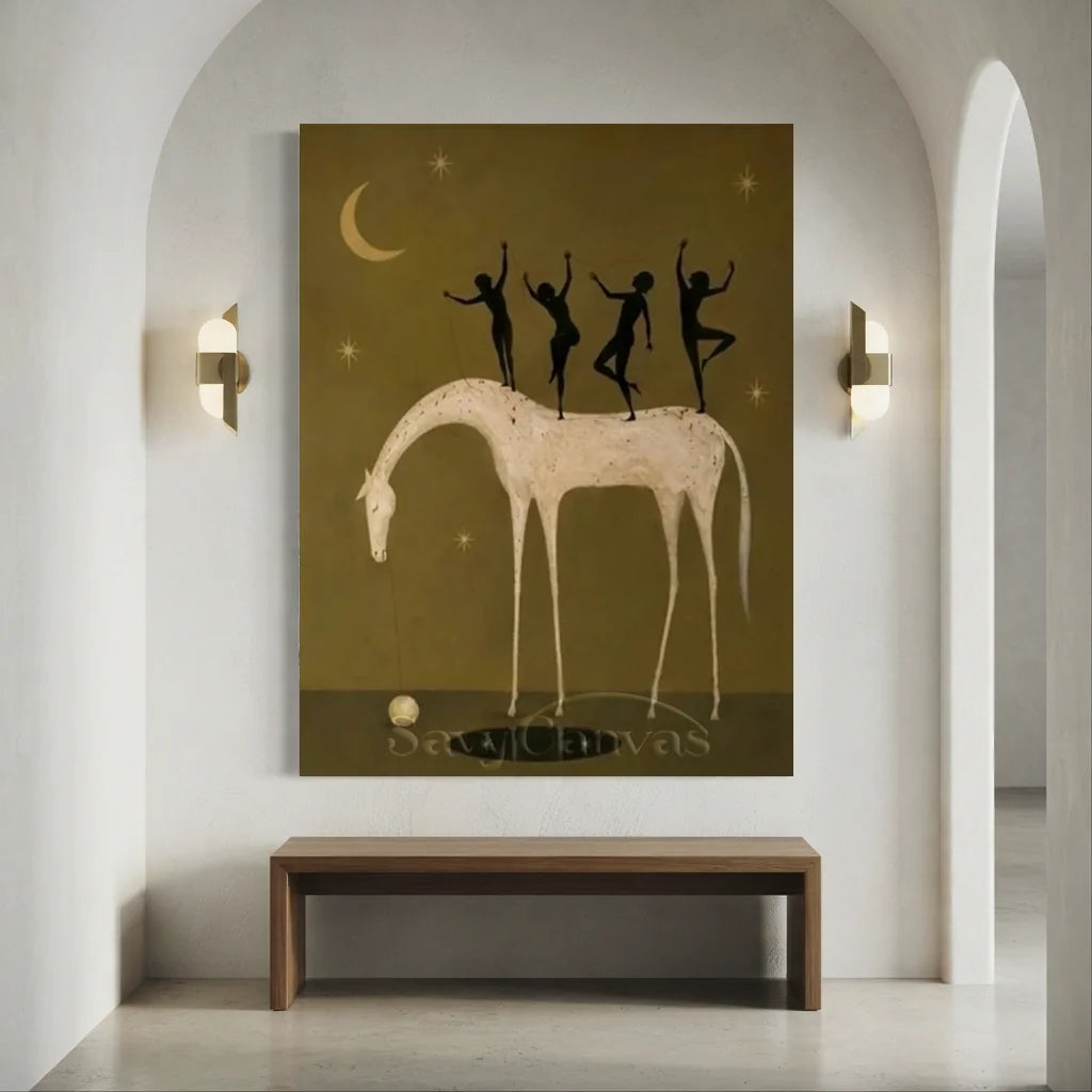 Hand-Painted Surrealism Dancers & Horse Oil Painting #SS 340