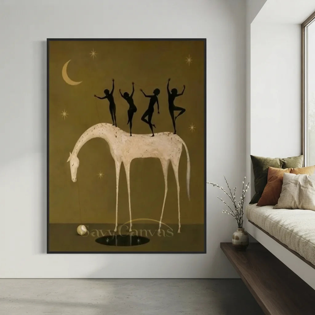 Hand-Painted Surrealism Dancers & Horse Oil Painting #SS 340