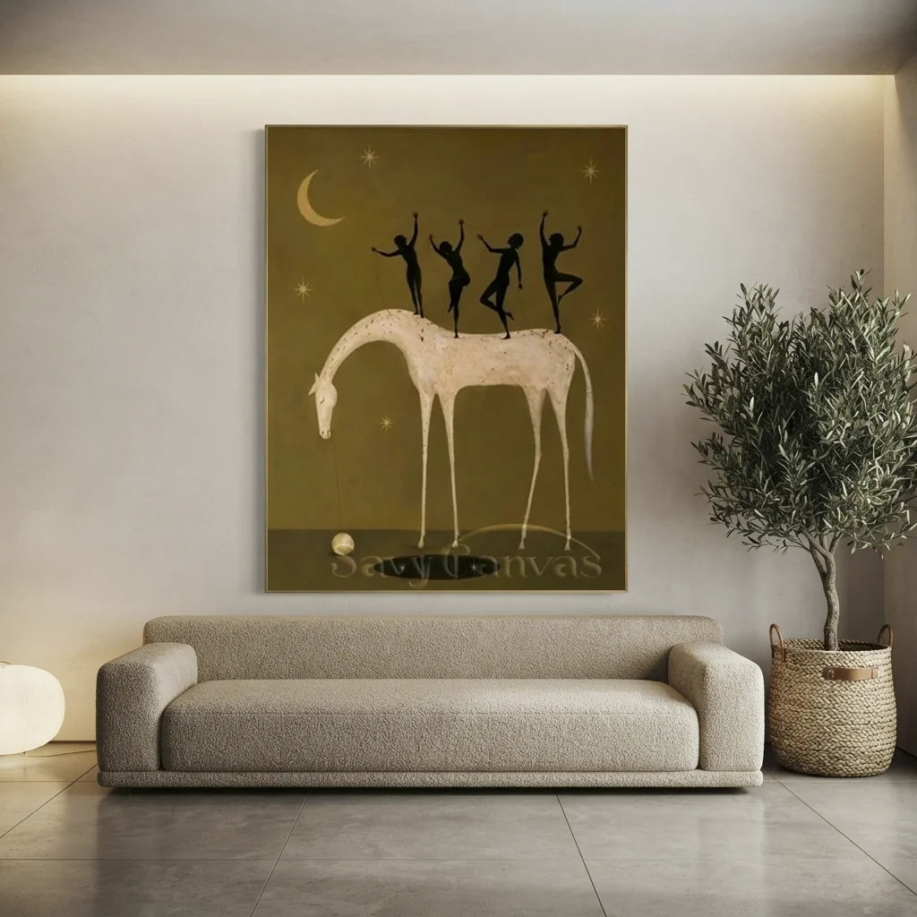 Hand-Painted Surrealism Dancers & Horse Oil Painting #SS 340