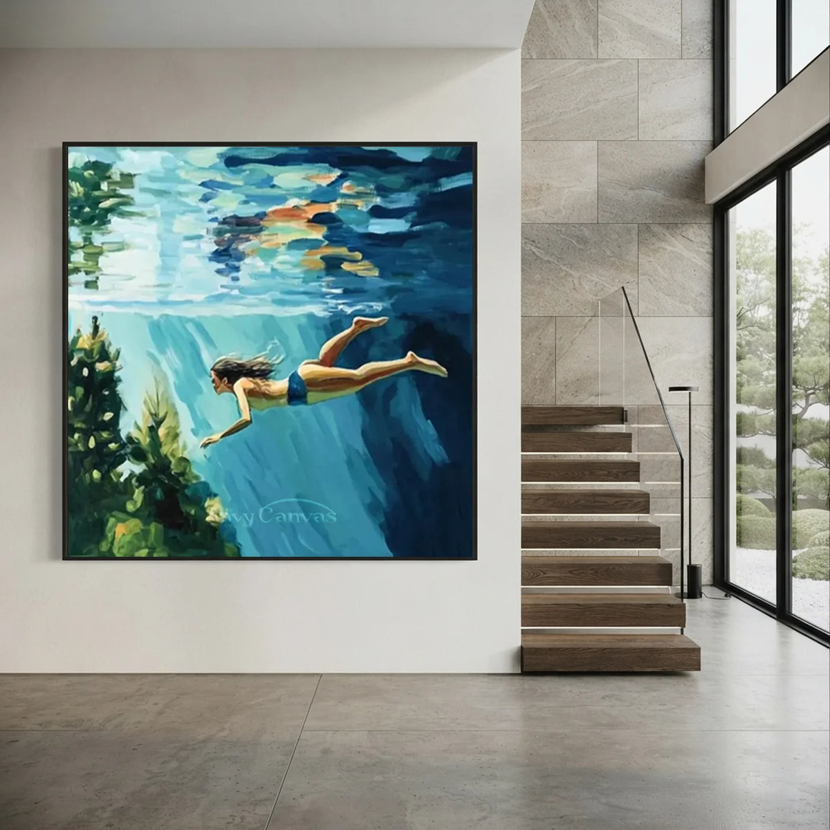 Swimming_Sports_Canvas_Painting-for-large-Staircase-wall-07.webp