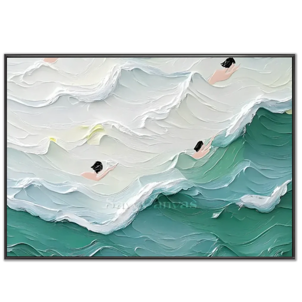 Swimming_Sports_Texture_Canvas_Painting-black-frame-02.webp