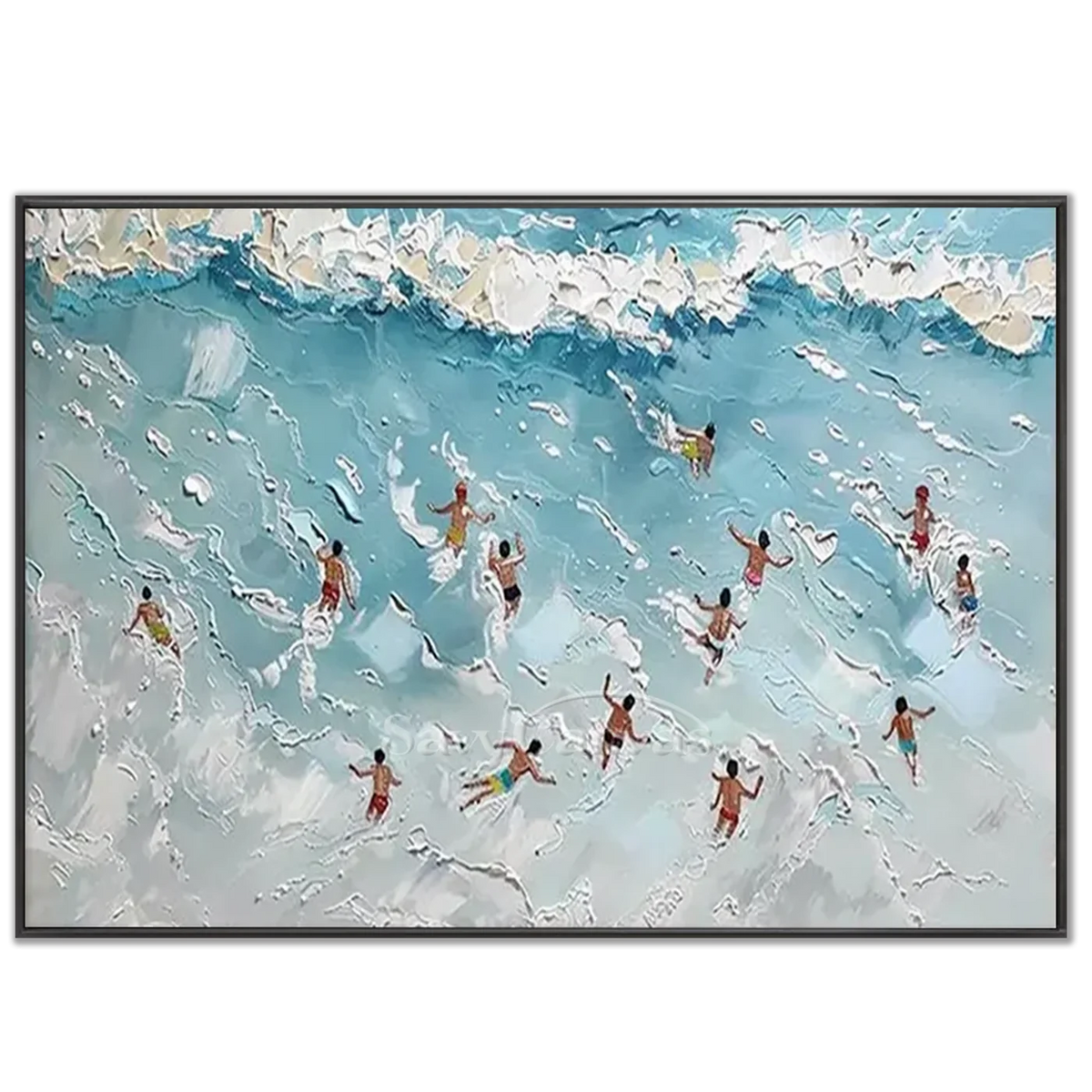 Swimming_Sports_Textured_Canvas_Painting-black-frame-02.webp