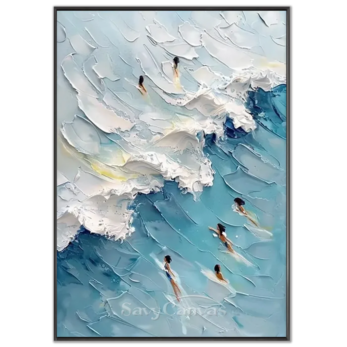 Swimming_Sports_Textured_Canvas_Painting-black-frame-02.webp