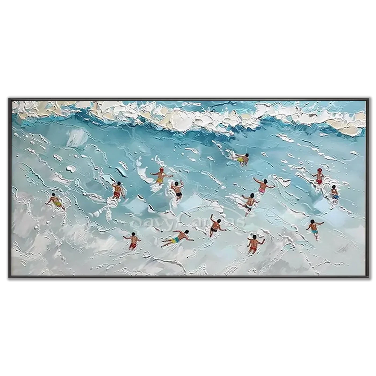 Swimming_Sports_Textured_Canvas_Painting-black-frame-03.webp