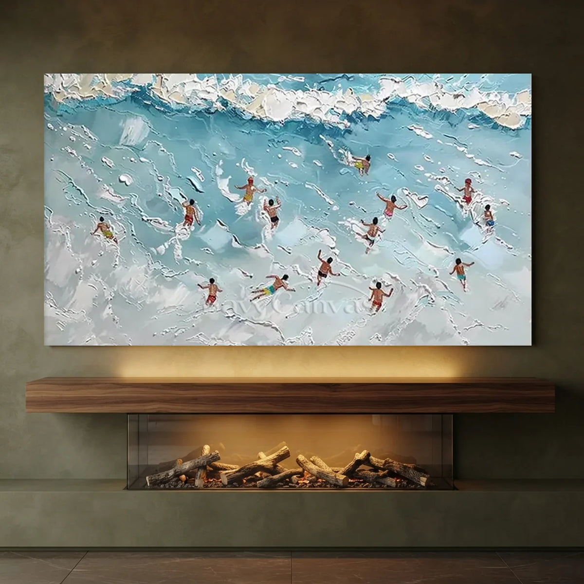 Swimming_Sports_Textured_Canvas_Painting-for-fireplace-06.webp
