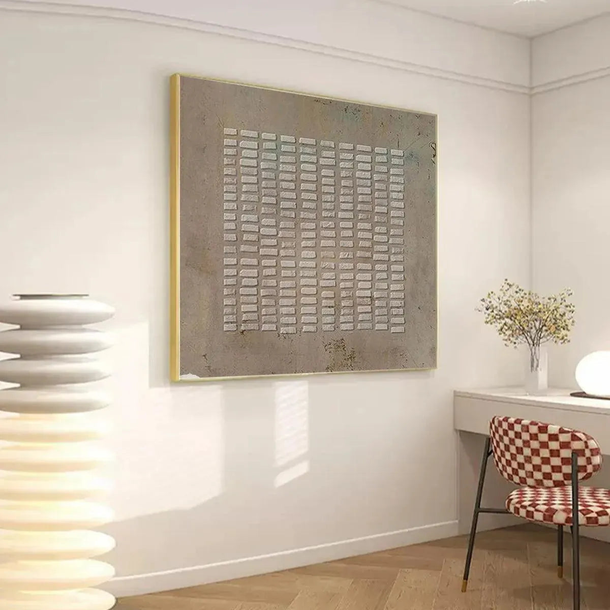 3D Plaster Grid Painting | Sculptural Textured Canvas Art #AA 265