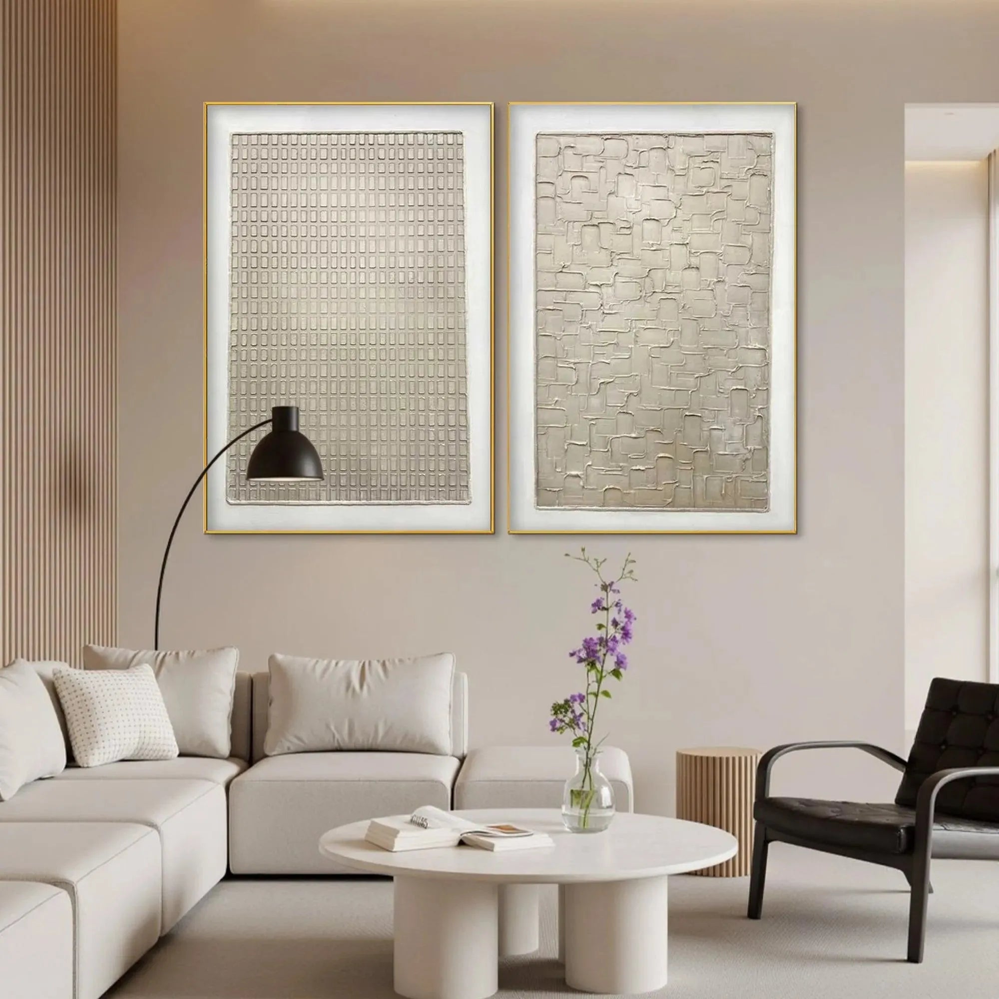 Minimalist 3D Wall Art Set of 2 | Textured Diptych #AA 268