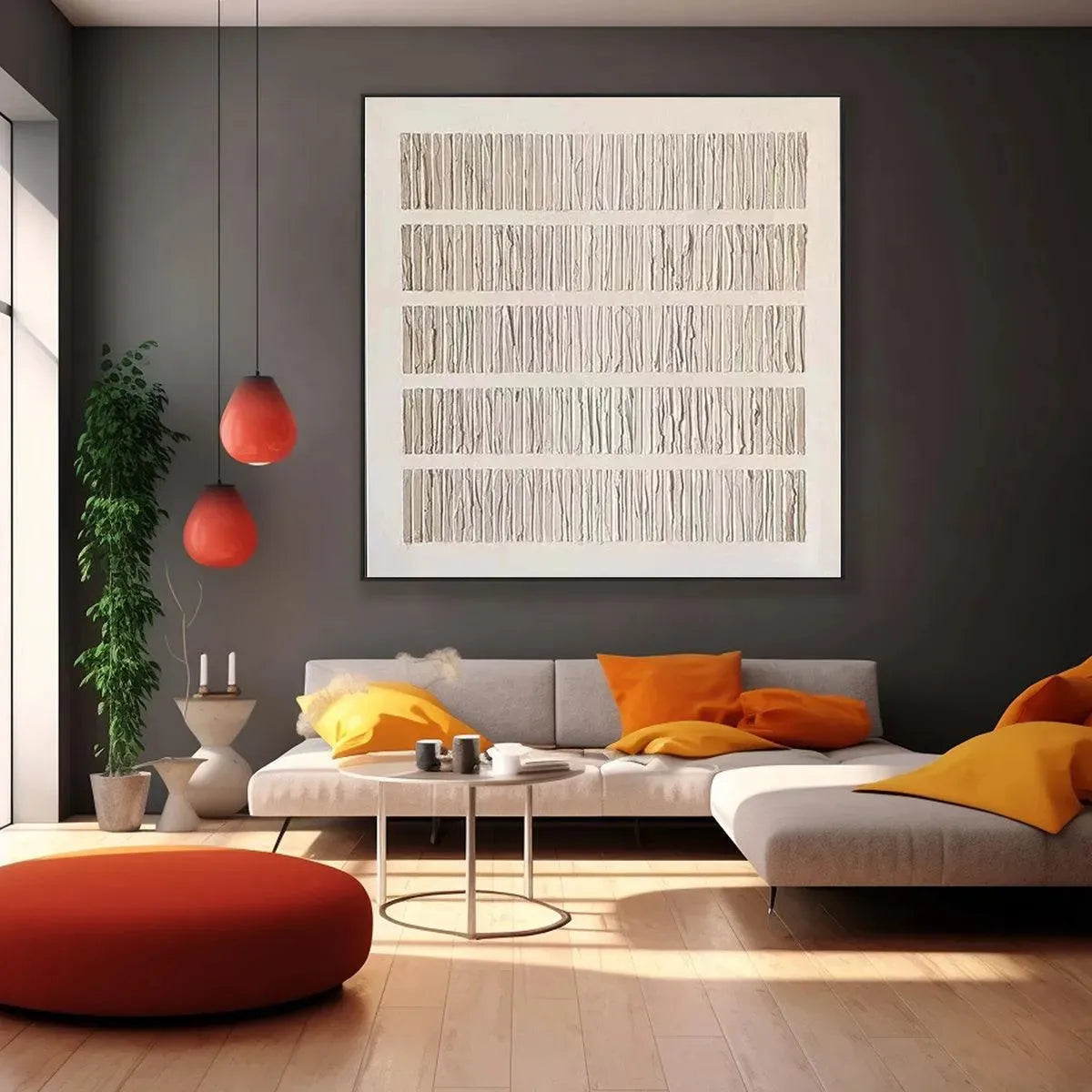 3D Textured Linear Painting | Minimalist Plaster Art #AA 276