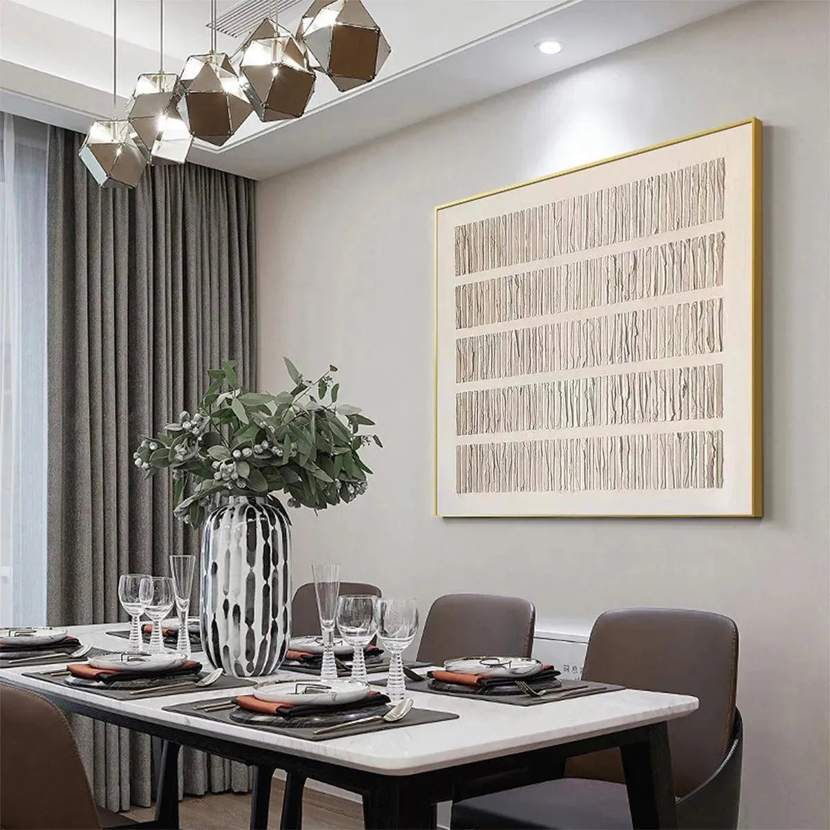 3D Textured Linear Painting | Minimalist Plaster Art #AA 276