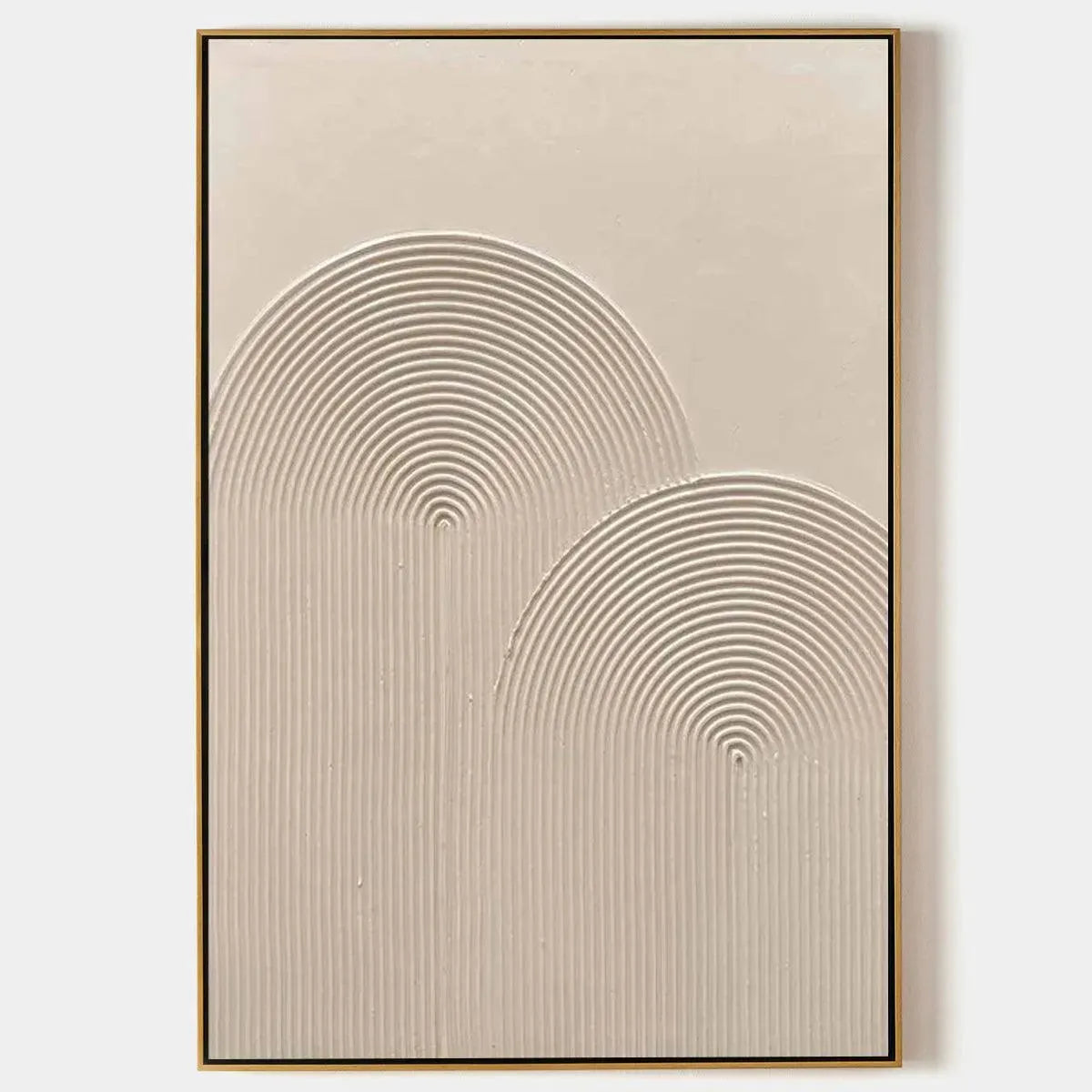 Beige Combed Plaster Art Canvas | Textured Minimalist Painting #AA 097
