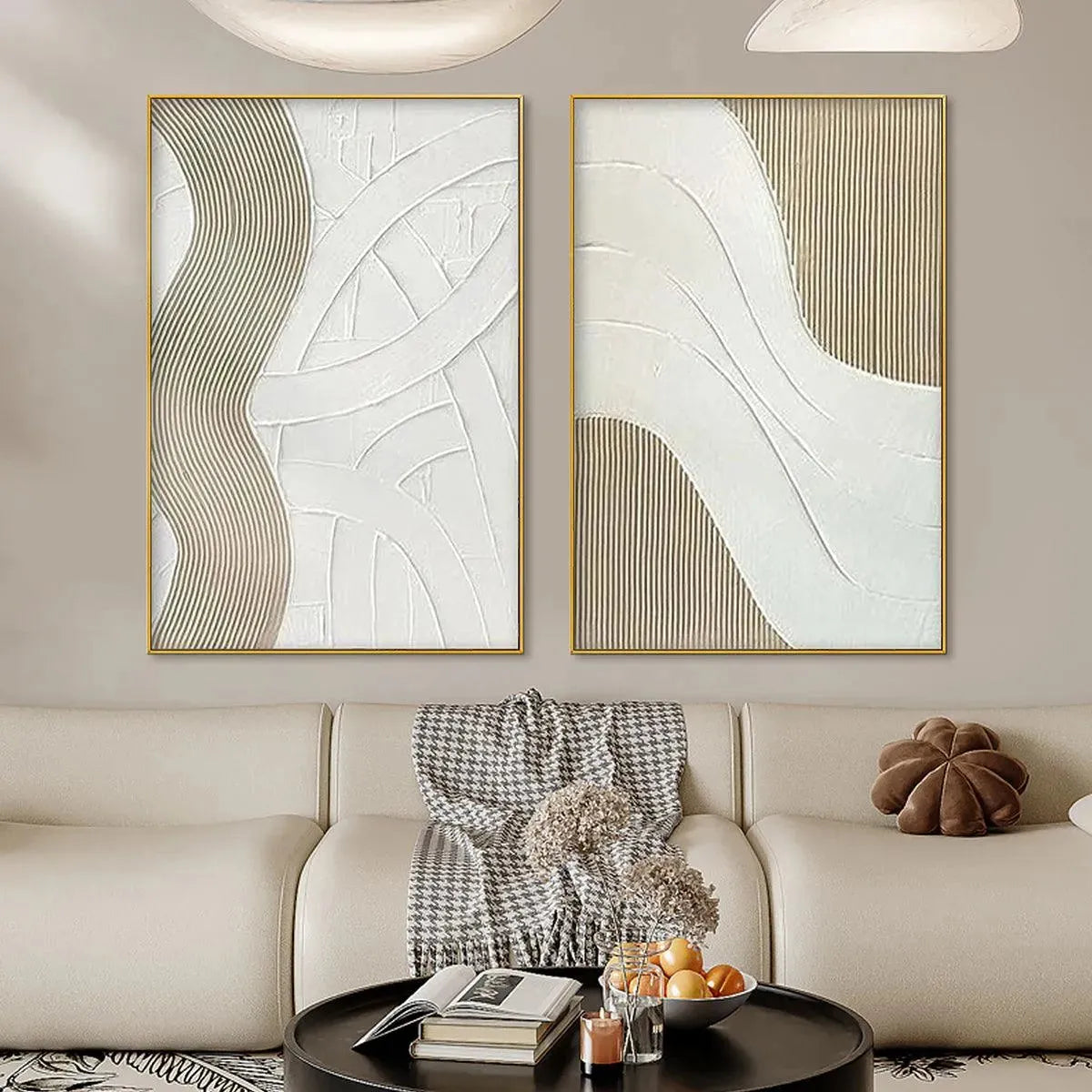 Calming Neutral Wall Art Set | Serene Textured Diptych