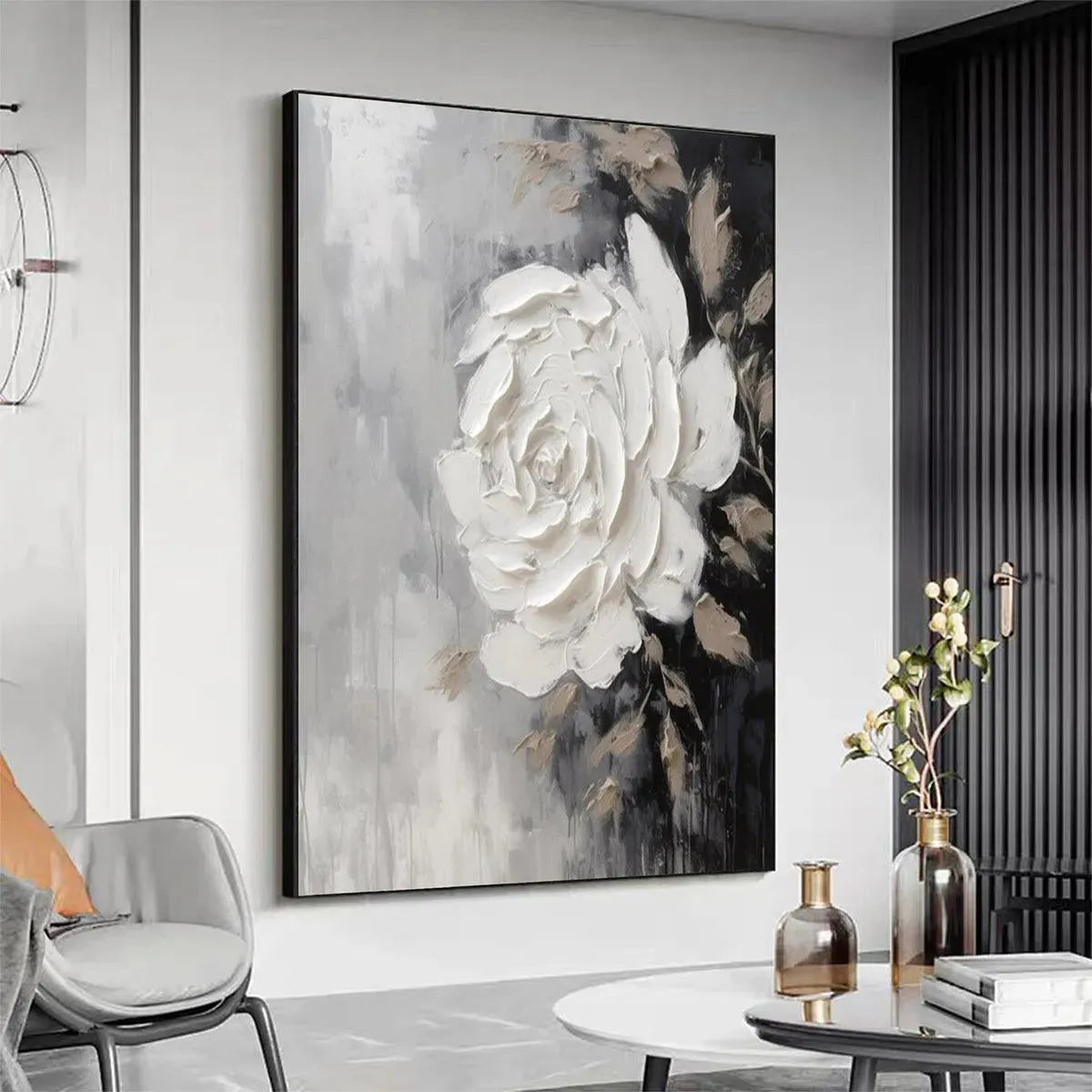 "A Rose in the Dark" Art | Textured Floral Painting #AA 168