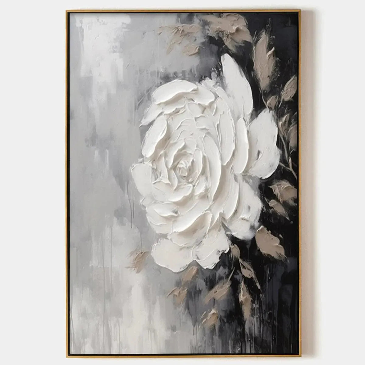 "A Rose in the Dark" Art | Textured Floral Painting #AA 168