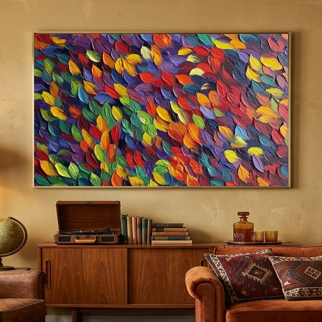 Textured 3D Colorful Leaves | Abstract Impasto Art #AA 147