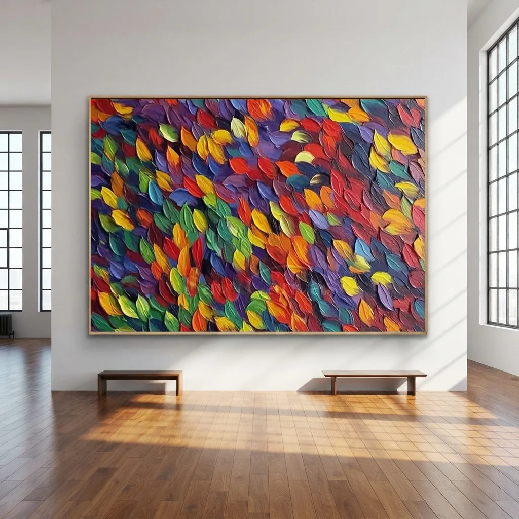 Textured 3D Colorful Leaves | Abstract Impasto Art #AA 147