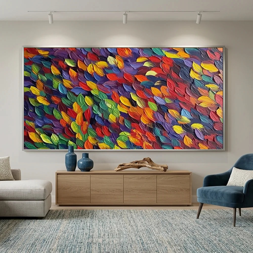 Textured 3D Colorful Leaves | Abstract Impasto Art #AA 147