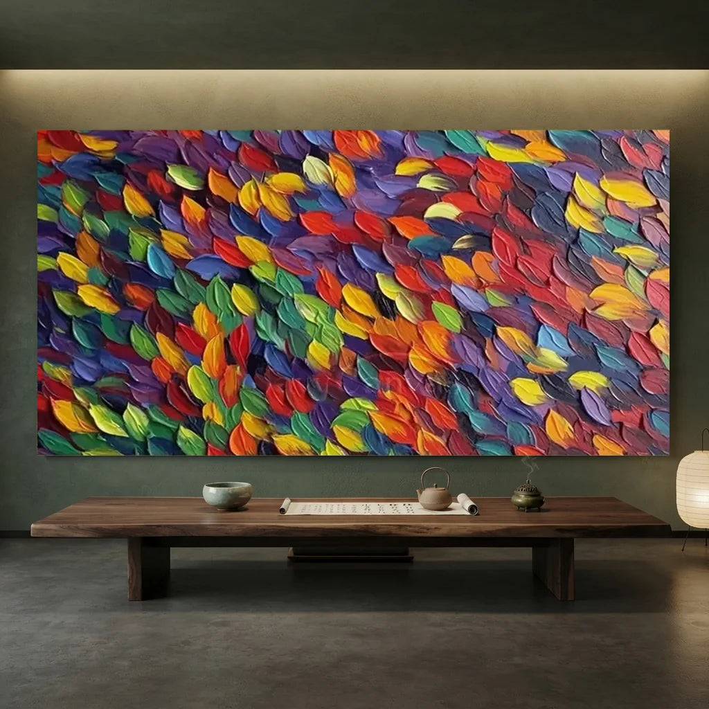 Textured 3D Colorful Leaves | Abstract Impasto Art #AA 147