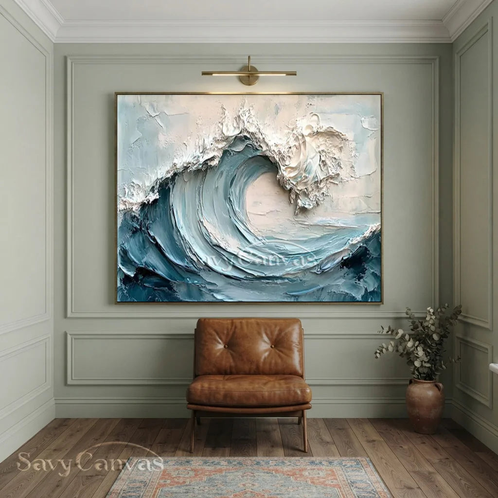 Textured 3D Ocean Wave Art | Impasto Seascape Painting #AA 014