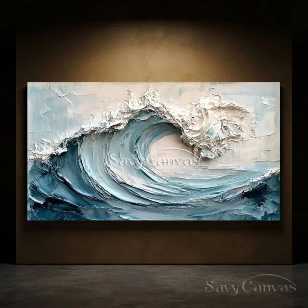Textured 3D Ocean Wave Art | Impasto Seascape Painting #AA 014
