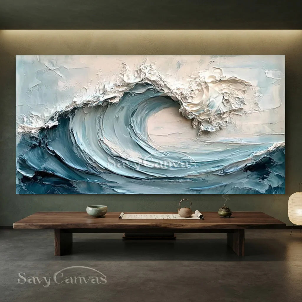 Textured 3D Ocean Wave Art | Impasto Seascape Painting #AA 014