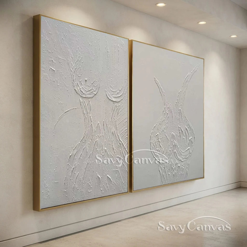 Textured Abstract Female Form Wall Art | 2 Piece Neutral Canvas Set #ZZ 204