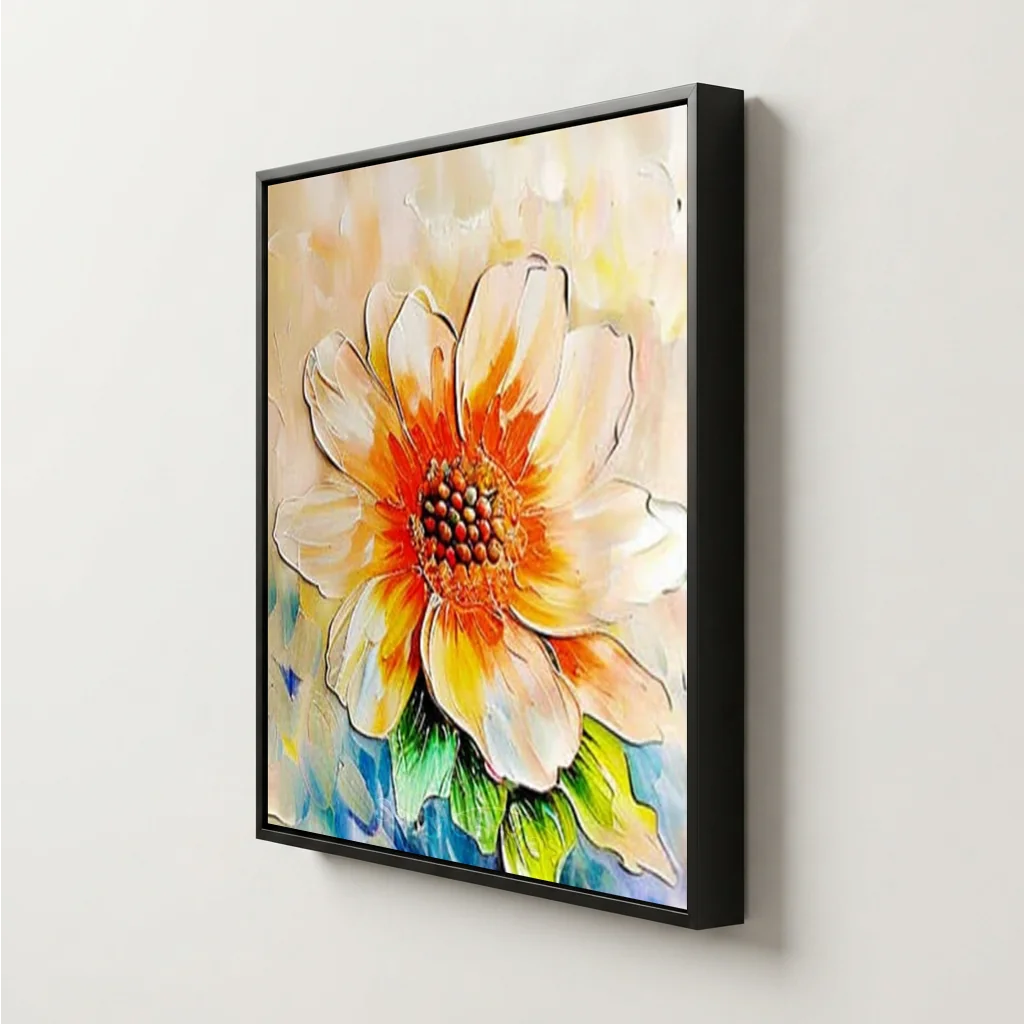 Textured Abstract Flower Painting | Large Square Canvas Art  #ZZ 224