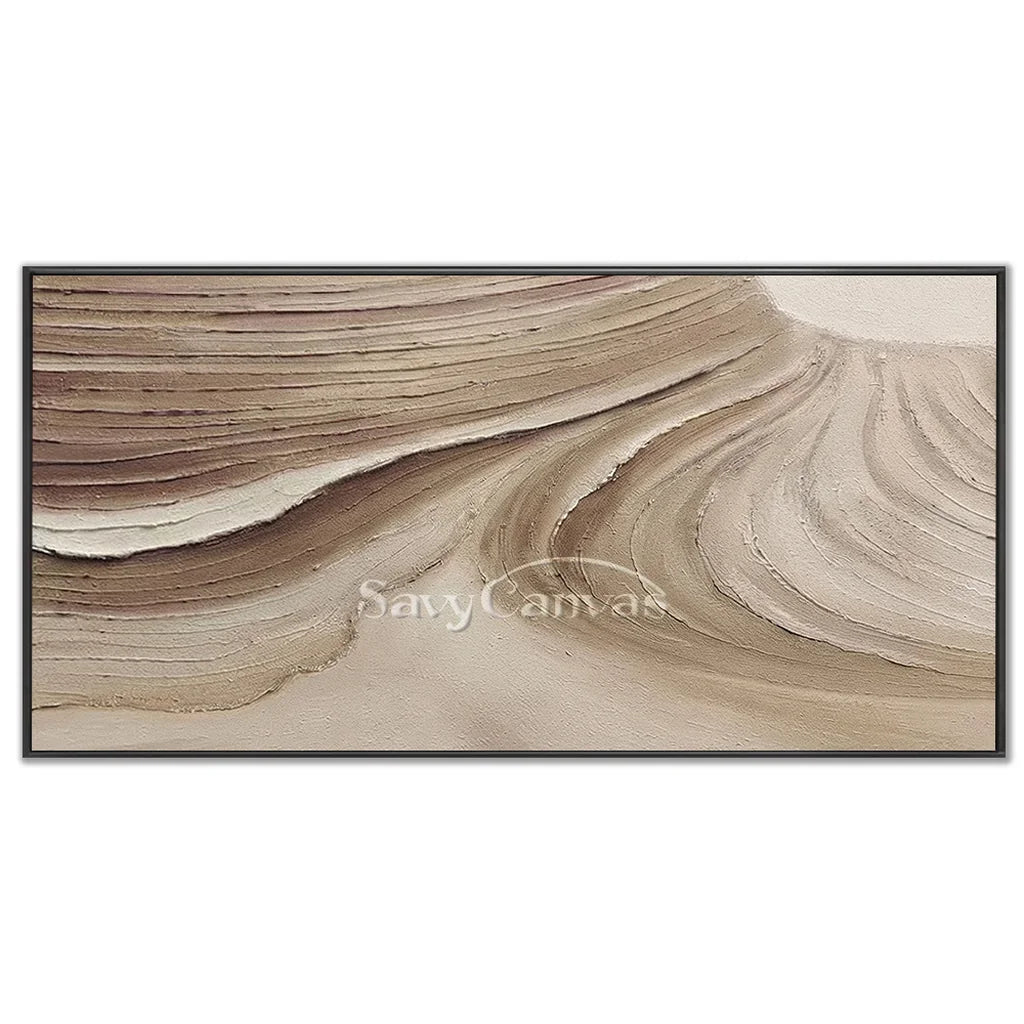 Textured Beige Abstract Oil Painting with Wave-Like Brushstrokes Wall Art  #TC 036