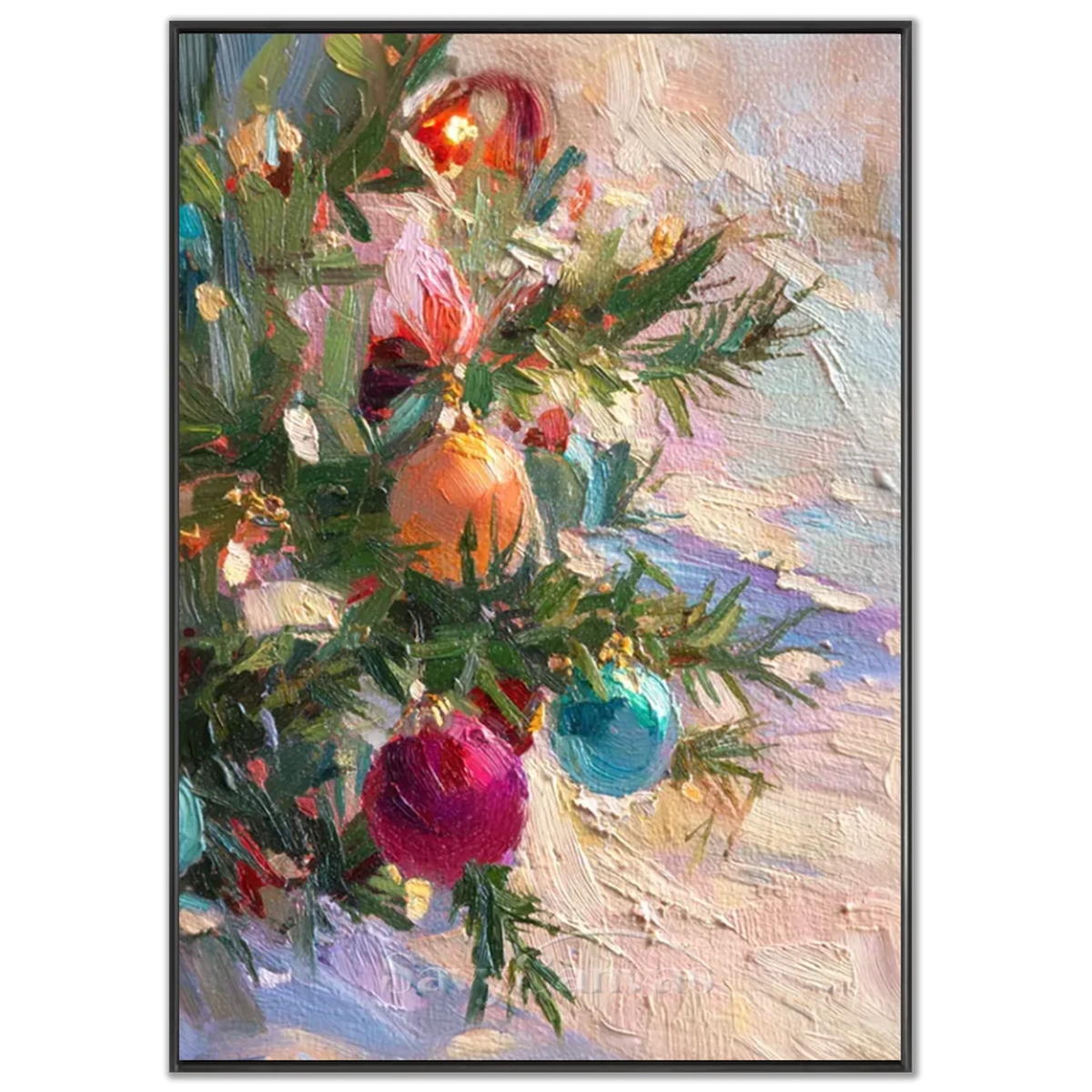Textured-Christmas-Ornament-Oil-Painting-black-frame-02.webp