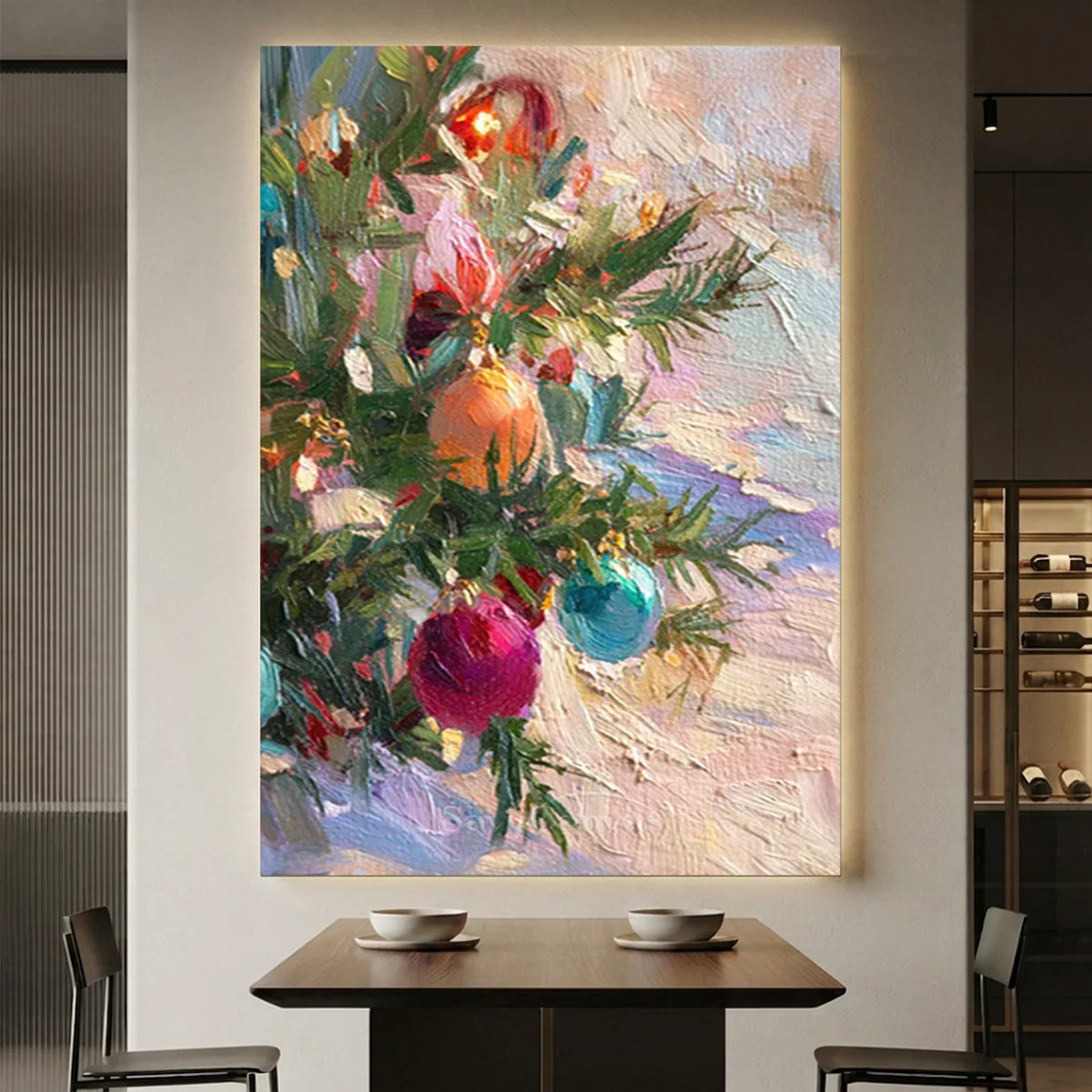 Textured-Christmas-Ornament-Oil-Painting-for-elegant-restaurant-wall-decor-01.webp