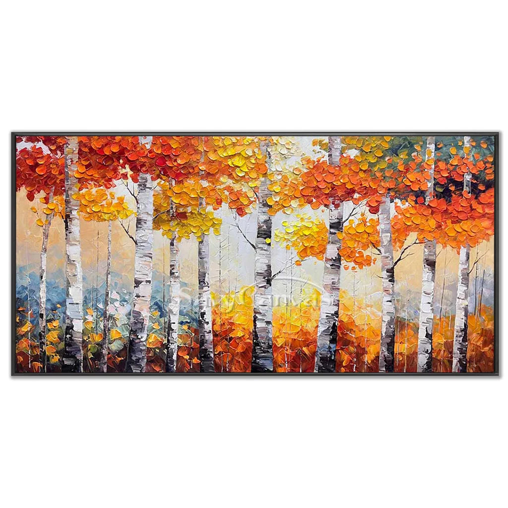 Textured Impasto Birch Tree Painting | Palette Knife Wall Art #TC 245