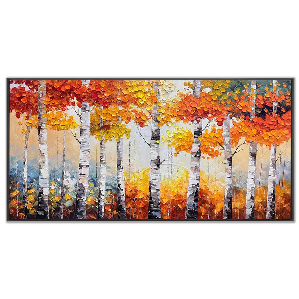 Textured Impasto Birch Tree Painting | Palette Knife Wall Art #TC 245