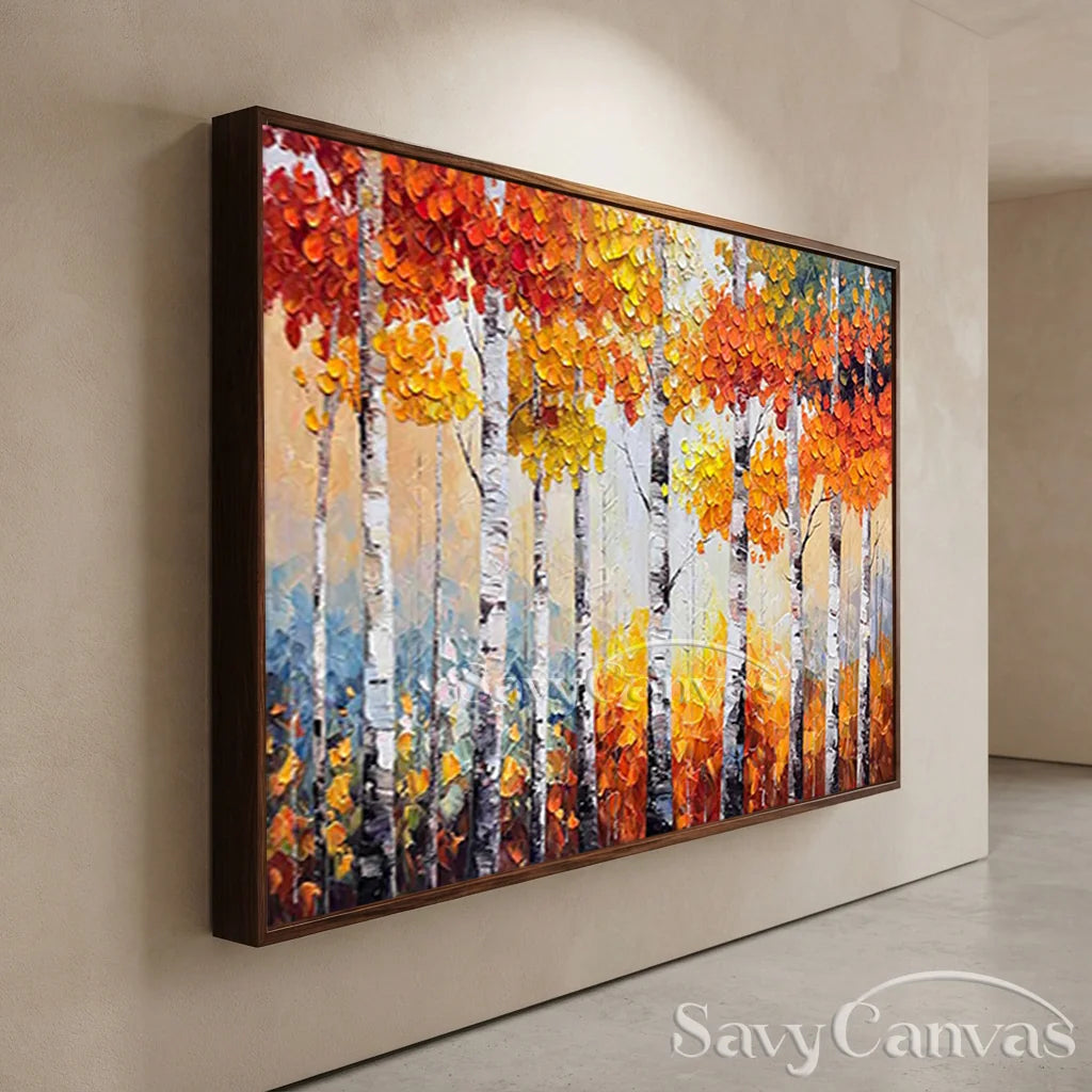Textured Impasto Birch Tree Painting | Palette Knife Wall Art #TC 245