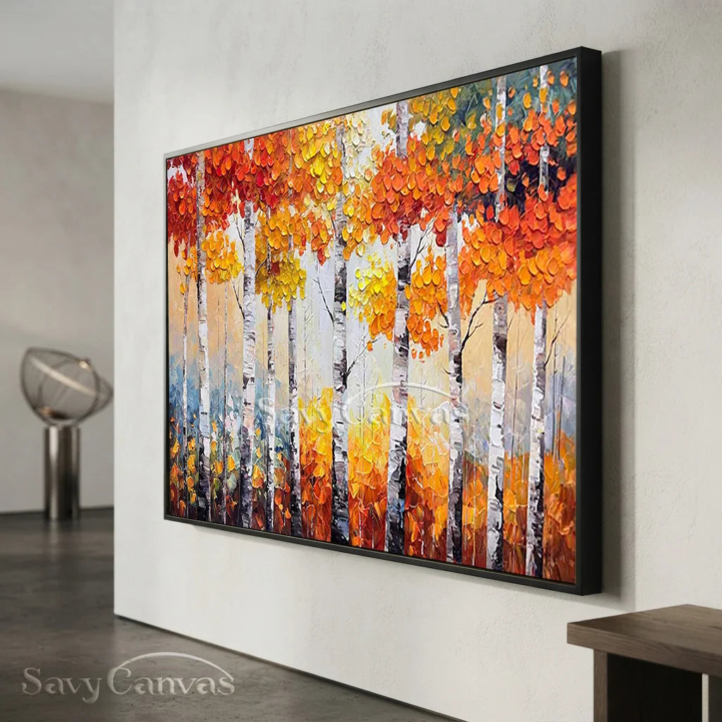 Textured Impasto Birch Tree Painting | Palette Knife Wall Art #TC 245