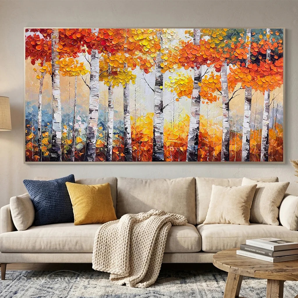 Textured Impasto Birch Tree Painting | Palette Knife Wall Art #TC 245