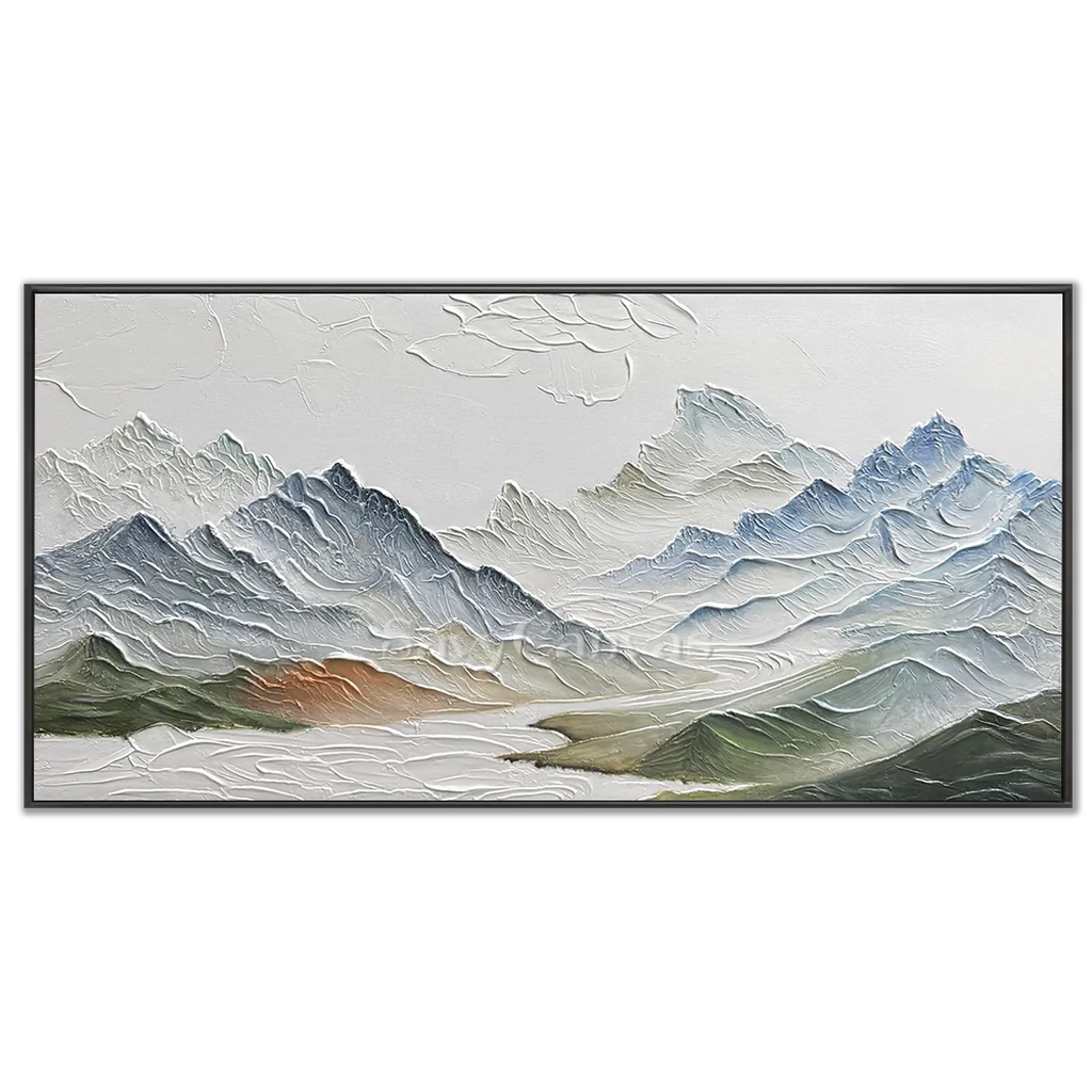 Textured Mountain Range Painting | Large 3D Landscape Wall Art #ZZ 145