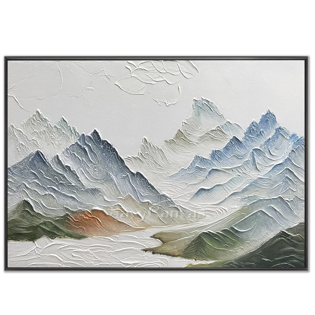 Textured Mountain Range Painting | Large 3D Landscape Wall Art #ZZ 145