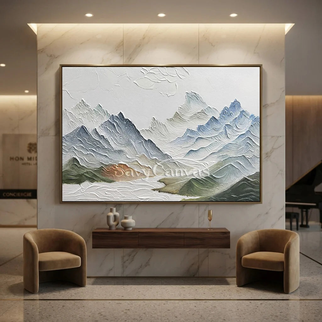 Textured Mountain Range Painting | Large 3D Landscape Wall Art #ZZ 145