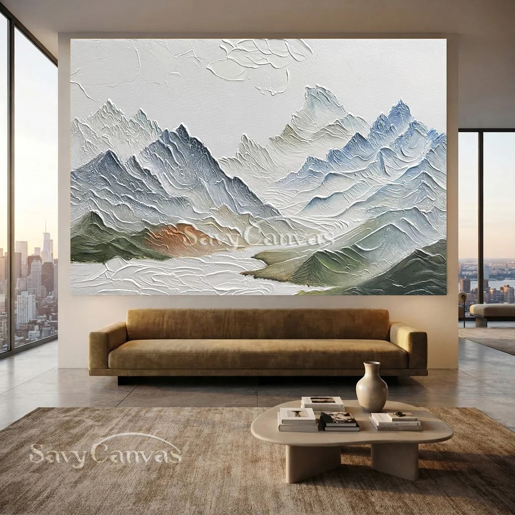 Textured Mountain Range Painting | Large 3D Landscape Wall Art #ZZ 145