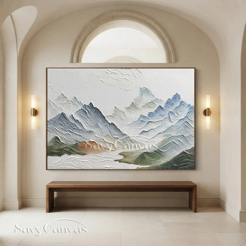 Textured Mountain Range Painting | Large 3D Landscape Wall Art #ZZ 145