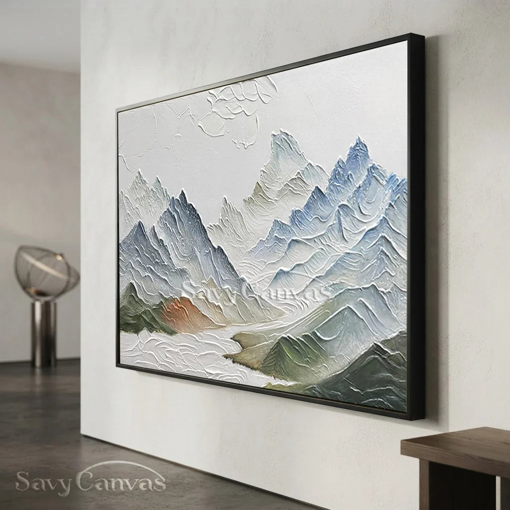 Textured Mountain Range Painting | Large 3D Landscape Wall Art #ZZ 145