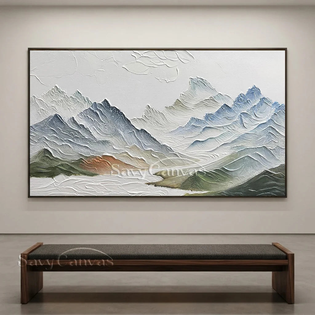 Textured Mountain Range Painting | Large 3D Landscape Wall Art #ZZ 145